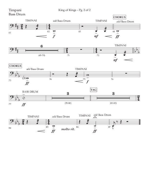 King Of Kings (Choral Anthem SATB) Timpani (Lifeway Choral / Arr. John Bolin / Orch. Cliff Duren)