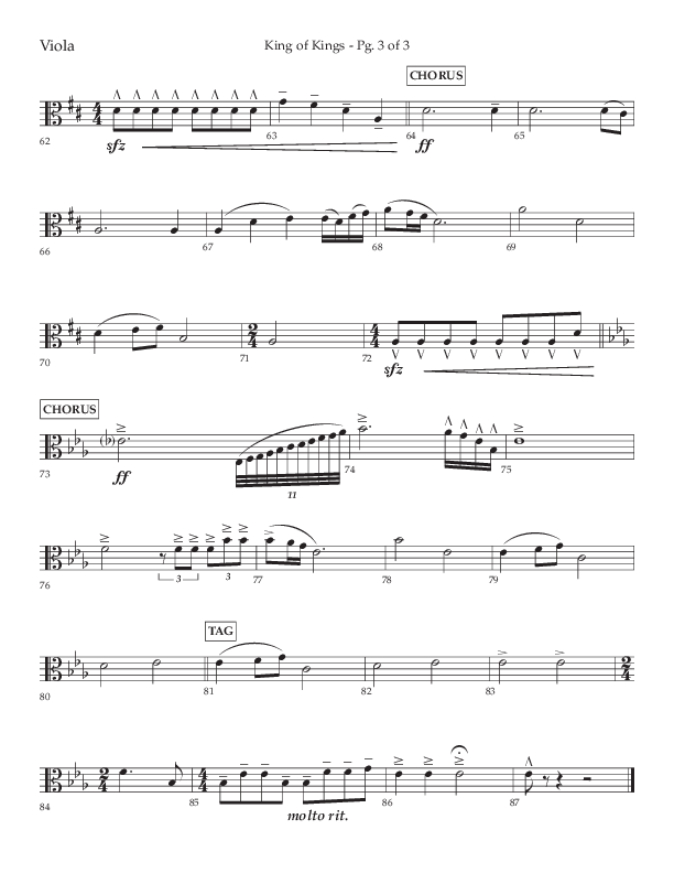 King Of Kings (Choral Anthem SATB) Viola (Lifeway Choral / Arr. John Bolin / Orch. Cliff Duren)