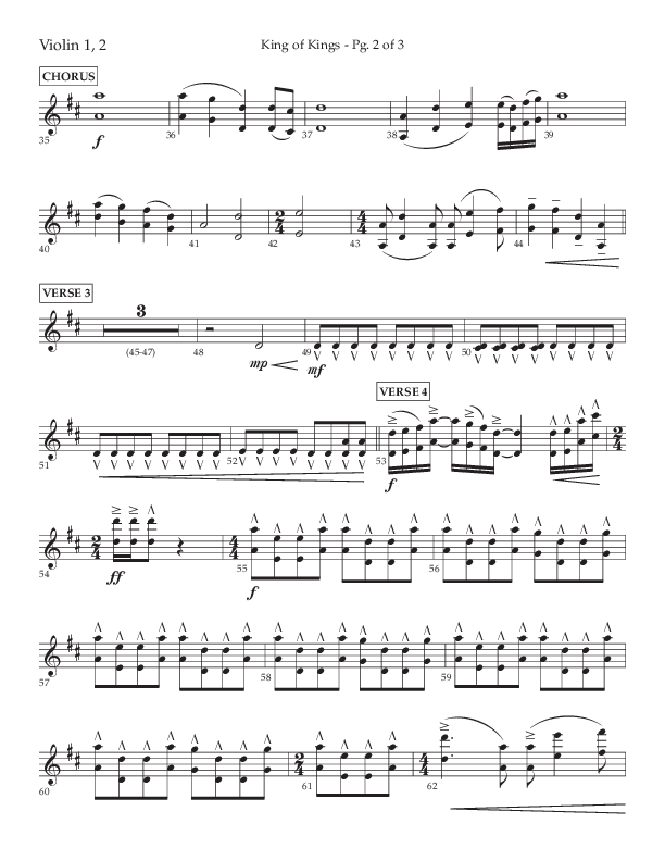 King Of Kings (Choral Anthem SATB) Violin 1/2 (Lifeway Choral / Arr. John Bolin / Orch. Cliff Duren)