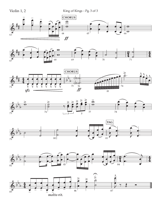 King Of Kings (Choral Anthem SATB) Violin 1/2 (Lifeway Choral / Arr. John Bolin / Orch. Cliff Duren)