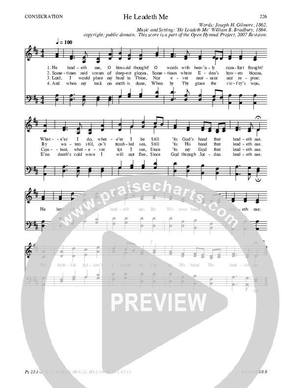 He Leadeth Me Hymn Sheet (SATB) (Traditional Hymn)