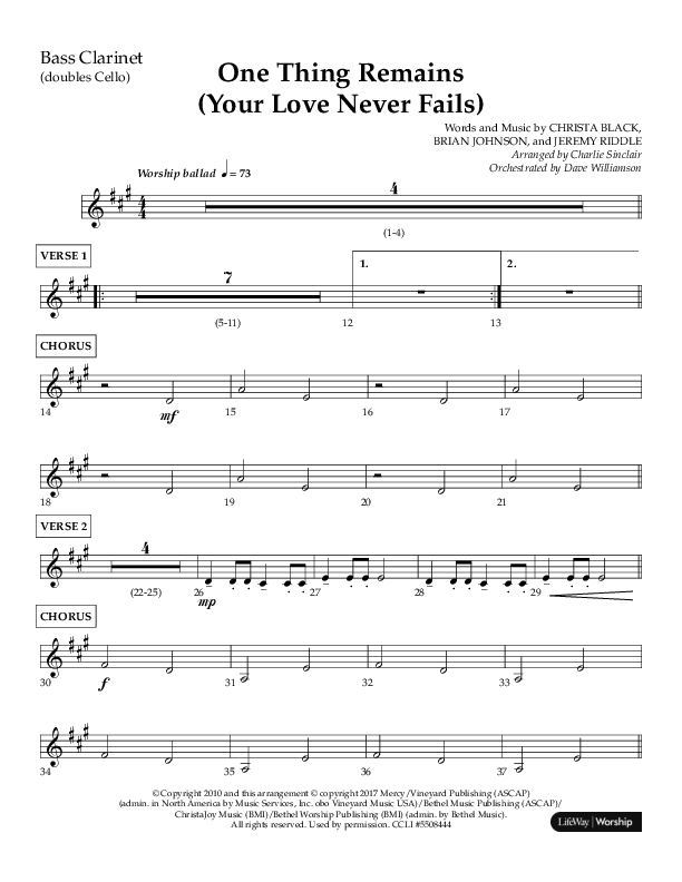 One Thing Remains (Choral Anthem SATB) Bass Clarinet (Lifeway Choral / Arr. Charlie Sinclair / Orch. Dave Williamson)