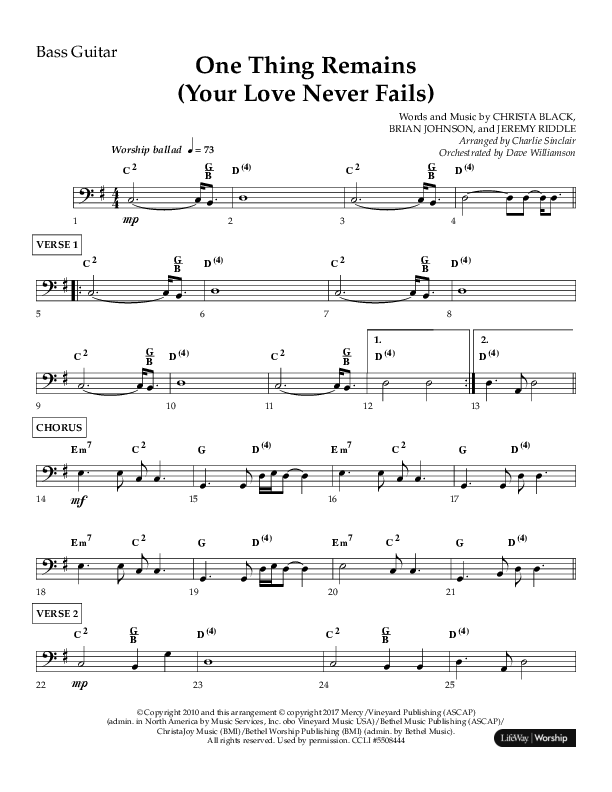 One Thing Remains (Choral Anthem SATB) Bass Guitar (Lifeway Choral / Arr. Charlie Sinclair / Orch. Dave Williamson)