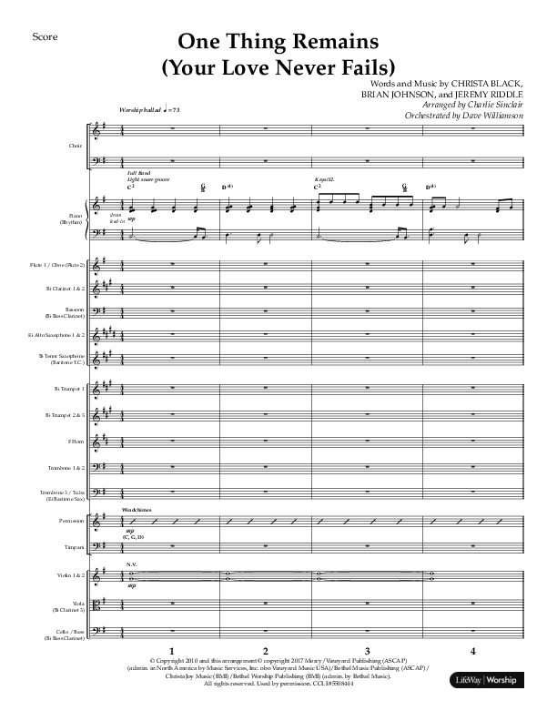One Thing Remains (Choral Anthem SATB) Conductor's Score (Lifeway Choral / Arr. Charlie Sinclair / Orch. Dave Williamson)