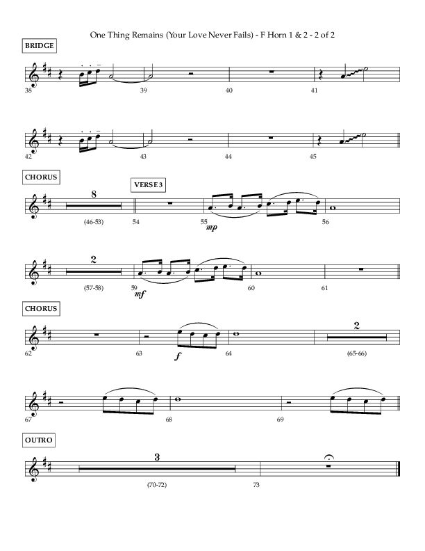 One Thing Remains (Choral Anthem SATB) French Horn 1/2 (Lifeway Choral / Arr. Charlie Sinclair / Orch. Dave Williamson)