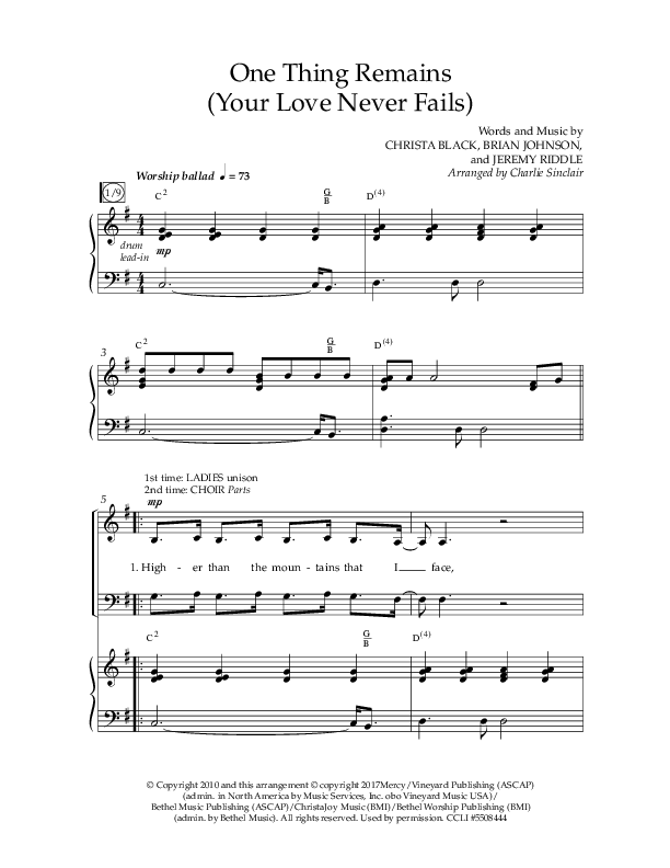 One Thing Remains (Choral Anthem SATB) Anthem (SATB/Piano) (Lifeway Choral / Arr. Charlie Sinclair / Orch. Dave Williamson)
