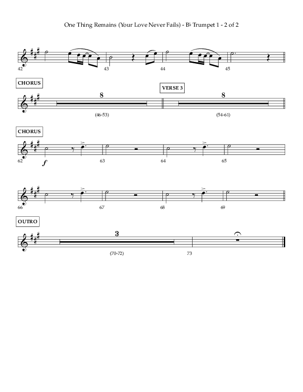 One Thing Remains (Choral Anthem SATB) Trumpet 1 (Lifeway Choral / Arr. Charlie Sinclair / Orch. Dave Williamson)