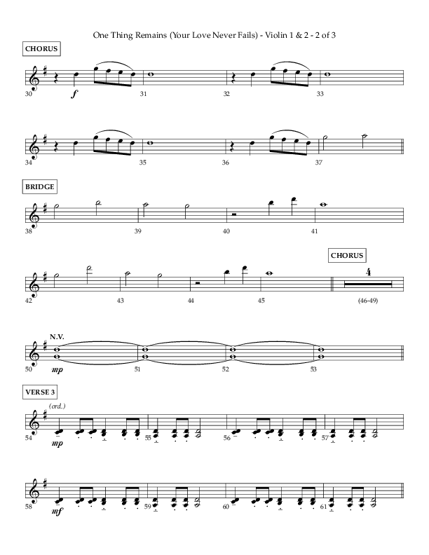 One Thing Remains (Choral Anthem SATB) Violin 1/2 (Lifeway Choral / Arr. Charlie Sinclair / Orch. Dave Williamson)