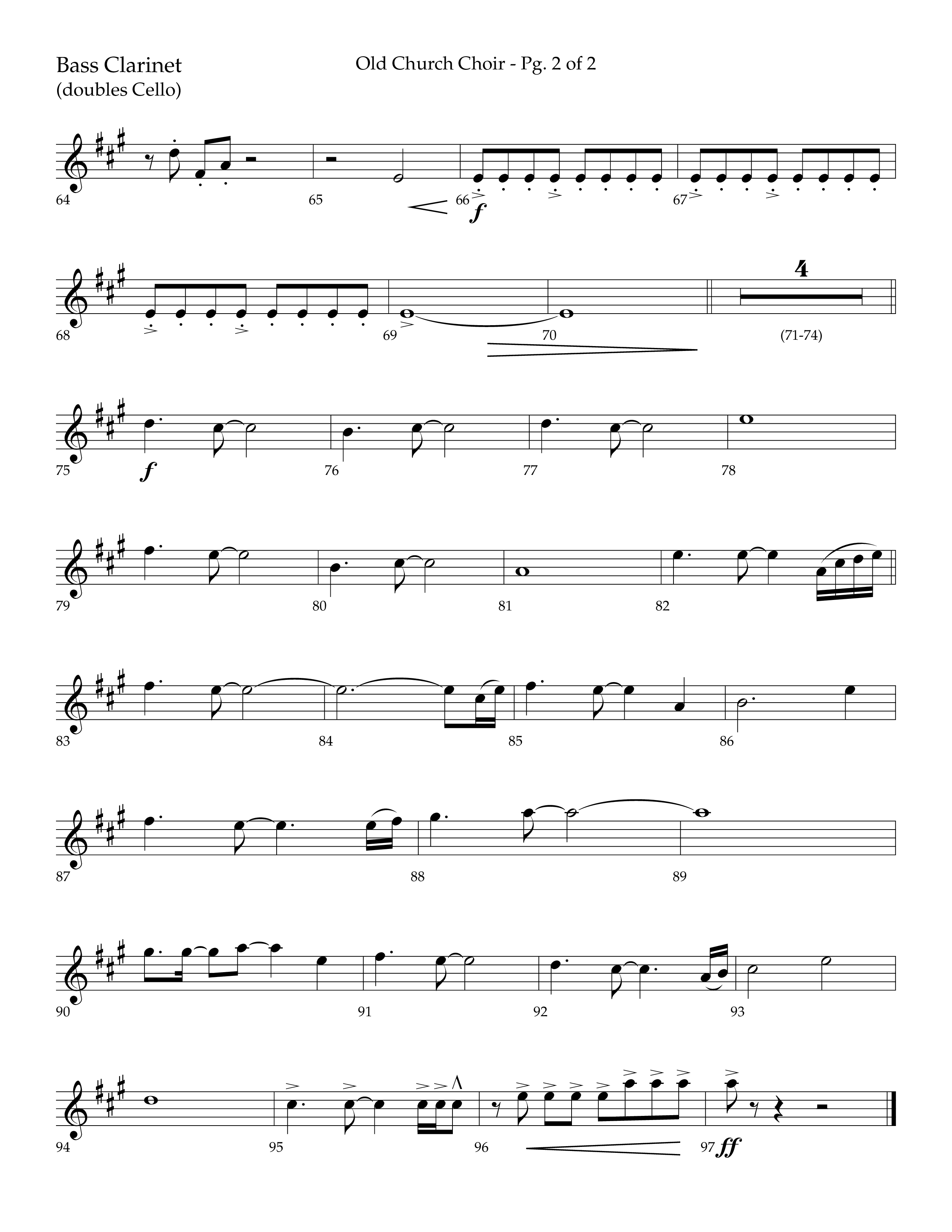 Old Church Choir (Choral Anthem SATB) Bass Clarinet (Lifeway Choral / Arr. Ken Barker / Arr. Craig Adams / Arr. Danny Zaloudik)