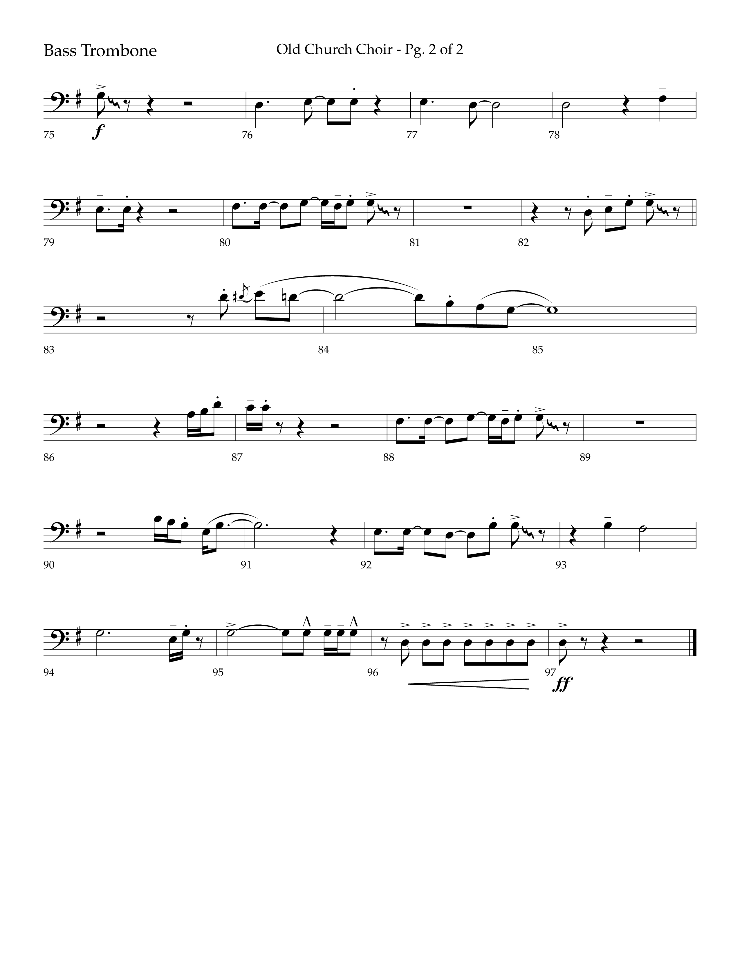 Old Church Choir (Choral Anthem SATB) Bass Trombone (Lifeway Choral / Arr. Ken Barker / Arr. Craig Adams / Arr. Danny Zaloudik)