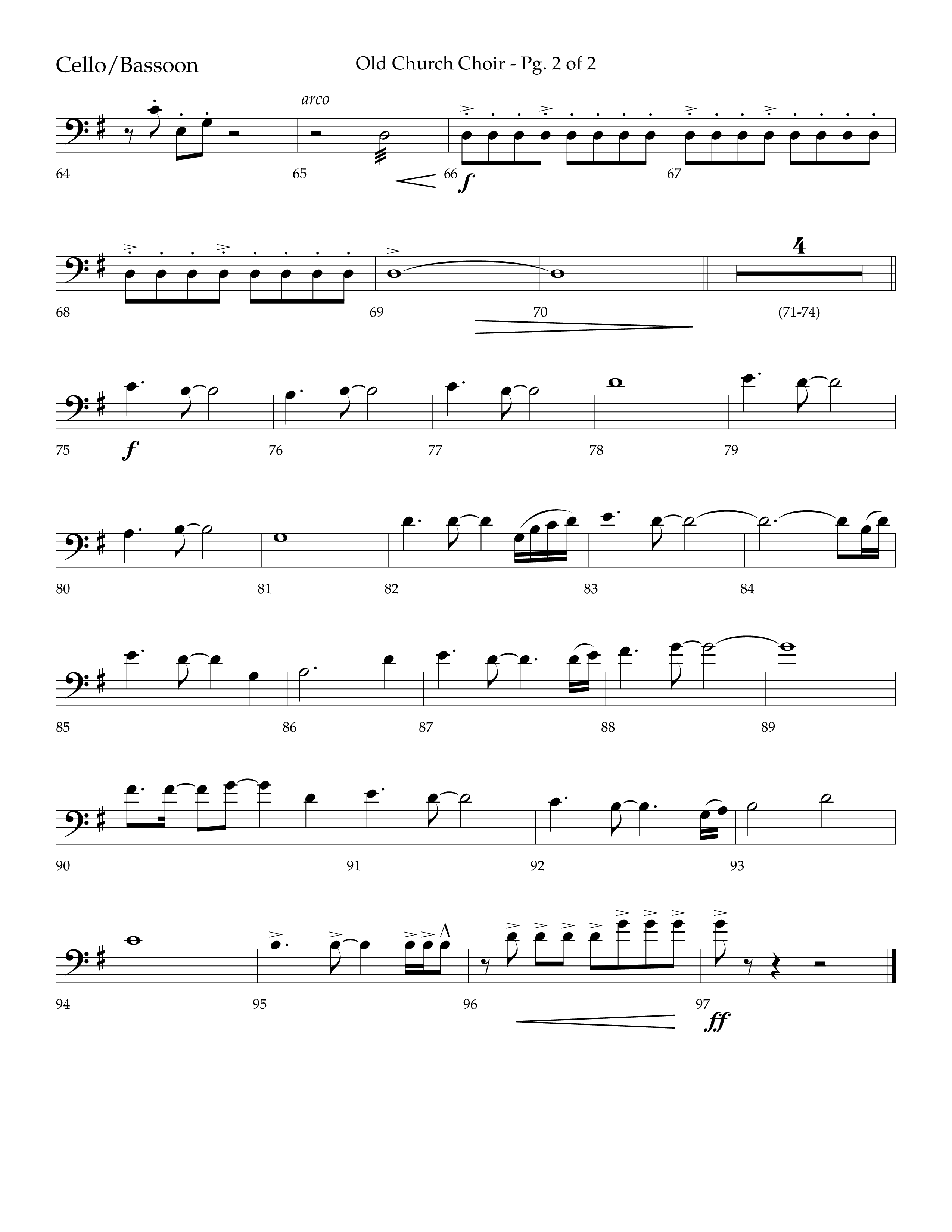 Old Church Choir (Choral Anthem SATB) Cello (Lifeway Choral / Arr. Ken Barker / Arr. Craig Adams / Arr. Danny Zaloudik)