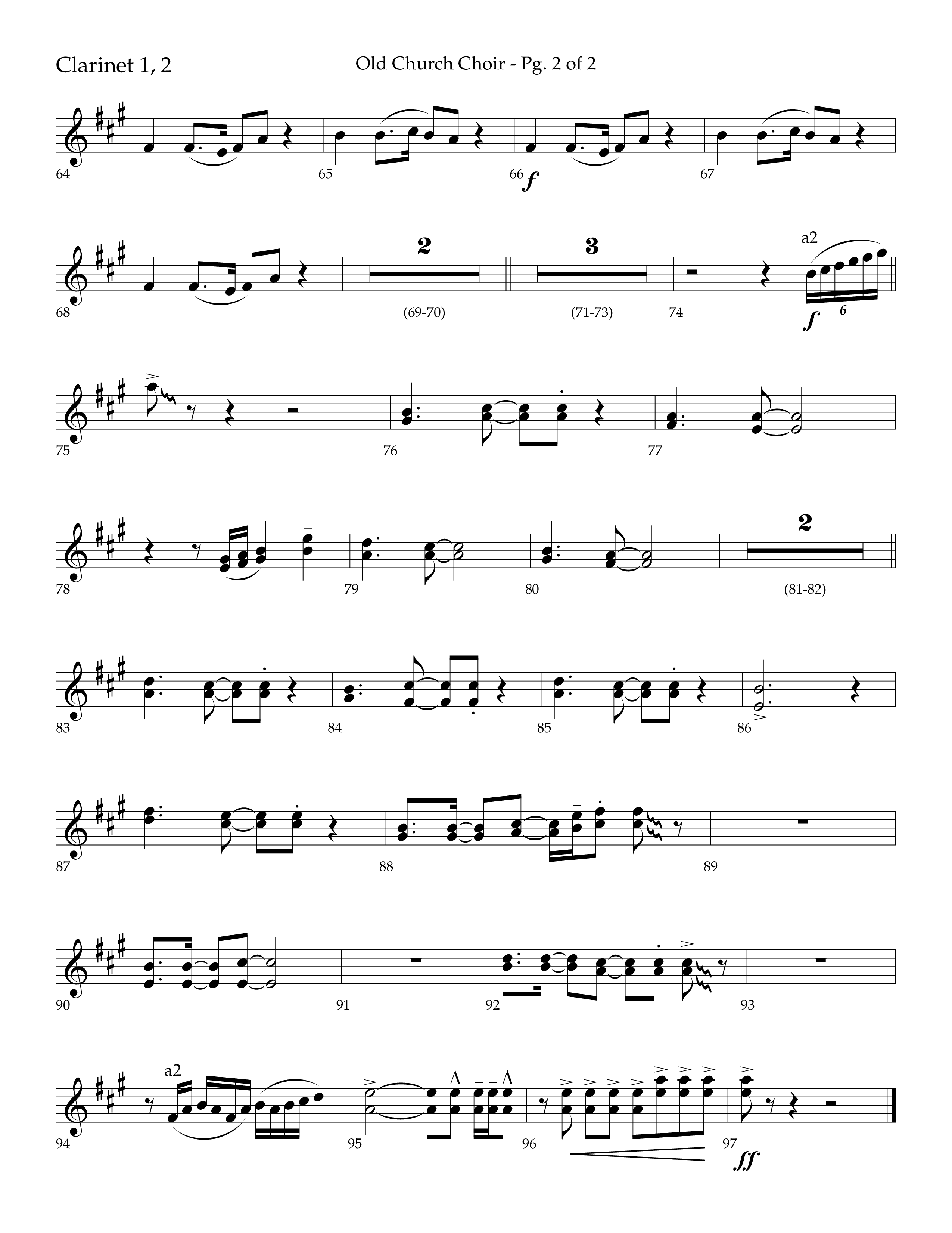 Old Church Choir (Choral Anthem SATB) Clarinet 1/2 (Lifeway Choral / Arr. Ken Barker / Arr. Craig Adams / Arr. Danny Zaloudik)