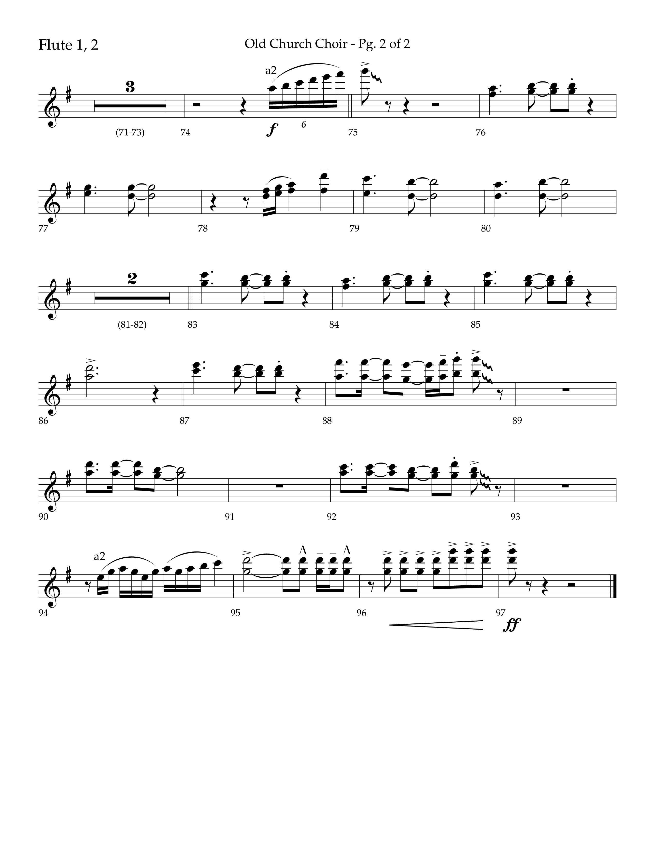 Old Church Choir (Choral Anthem SATB) Flute 1/2 (Lifeway Choral / Arr. Ken Barker / Arr. Craig Adams / Arr. Danny Zaloudik)