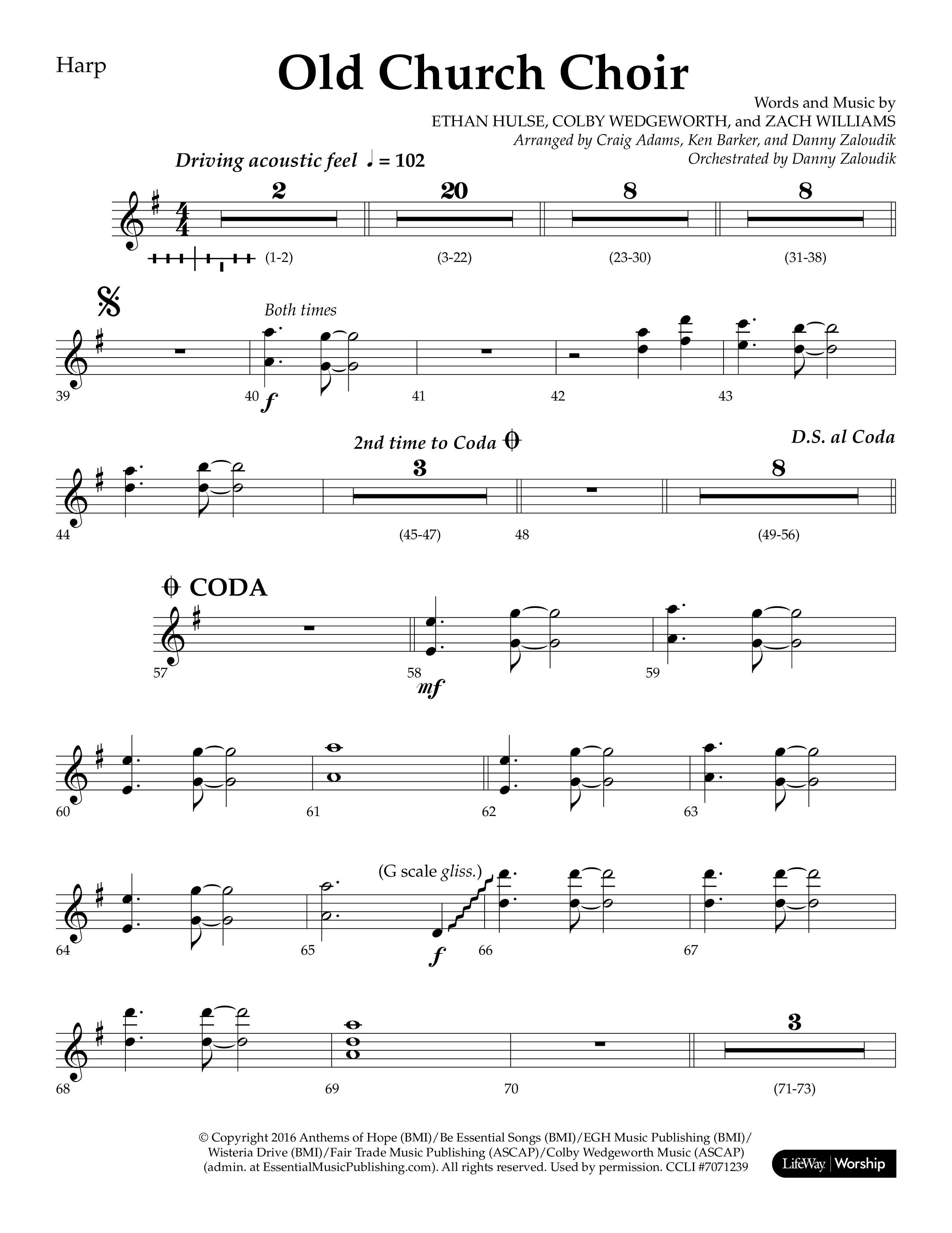 Old Church Choir (Choral Anthem SATB) Harp (Lifeway Choral / Arr. Ken Barker / Arr. Craig Adams / Arr. Danny Zaloudik)