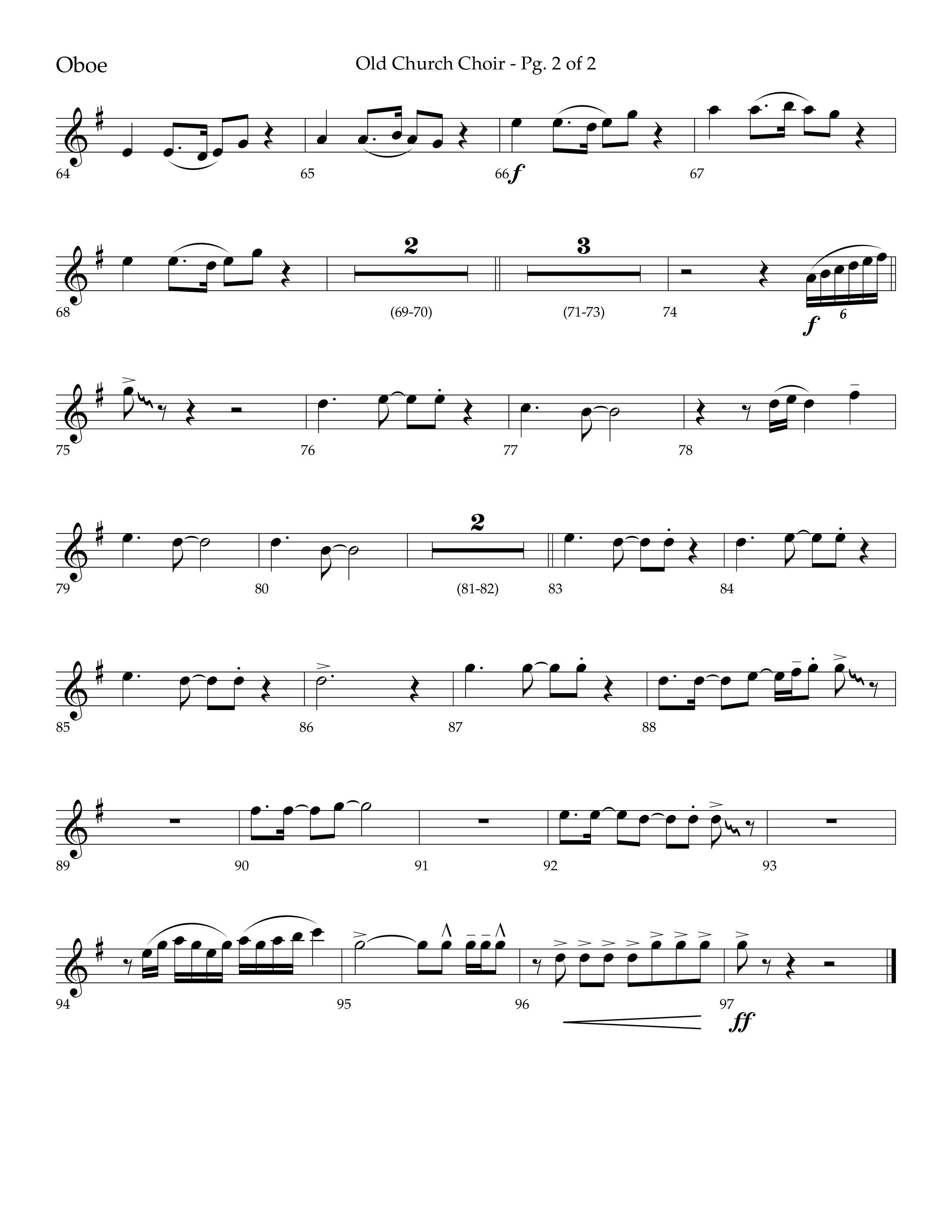 Old Church Choir (Choral Anthem SATB) Oboe (Lifeway Choral / Arr. Ken Barker / Arr. Craig Adams / Arr. Danny Zaloudik)