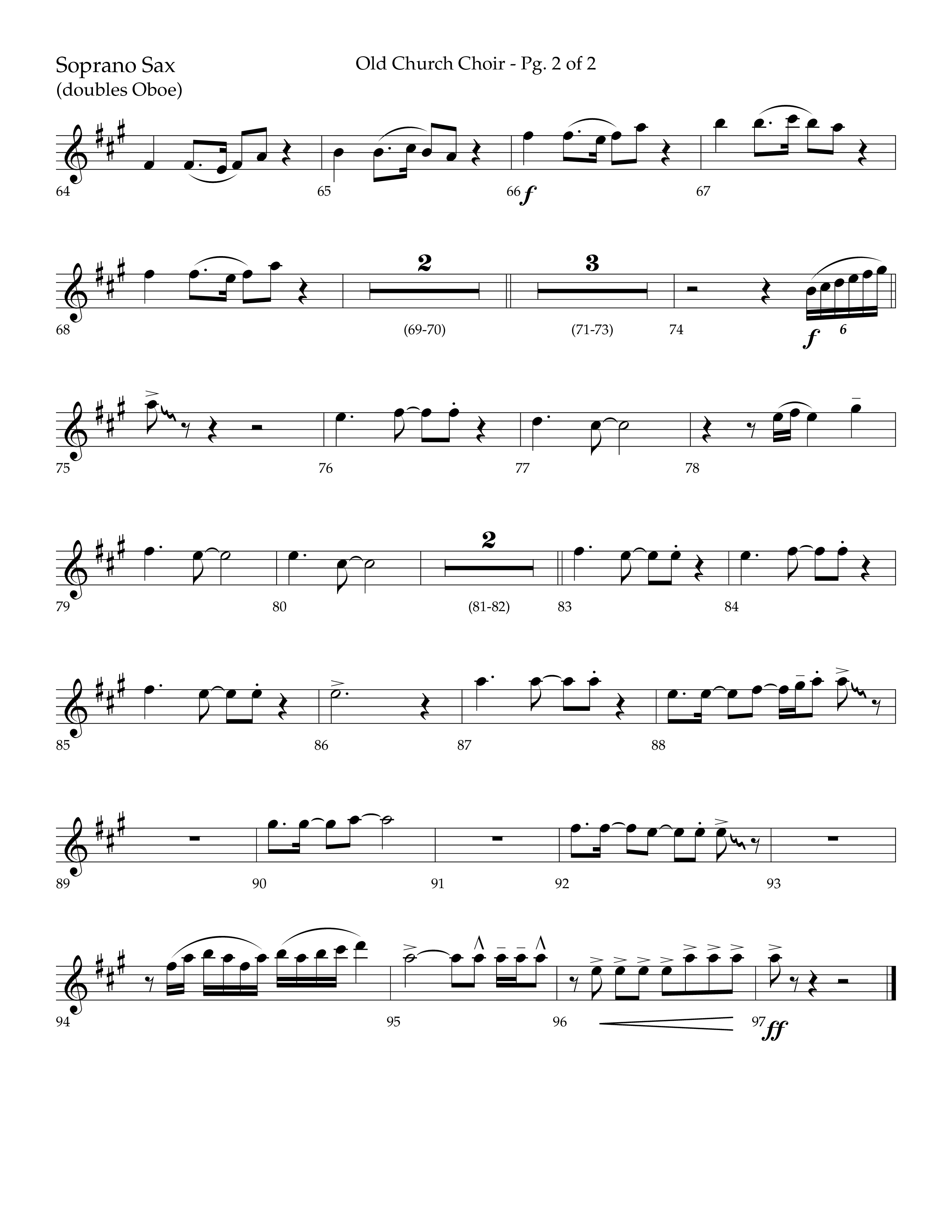 Old Church Choir (Choral Anthem SATB) Soprano Sax (Lifeway Choral / Arr. Ken Barker / Arr. Craig Adams / Arr. Danny Zaloudik)