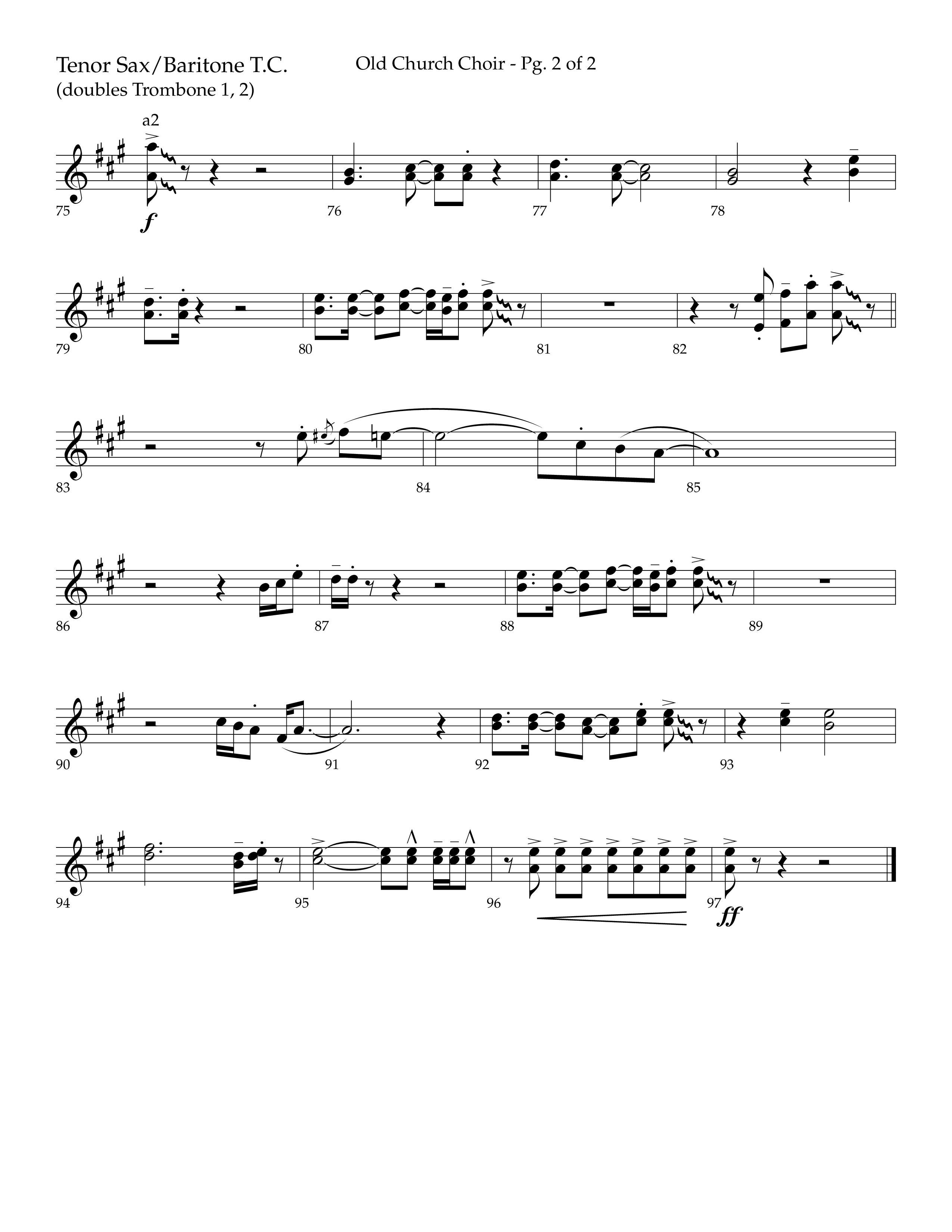 Old Church Choir (Choral Anthem SATB) Tenor Sax/Baritone T.C. (Lifeway Choral / Arr. Ken Barker / Arr. Craig Adams / Arr. Danny Zaloudik)
