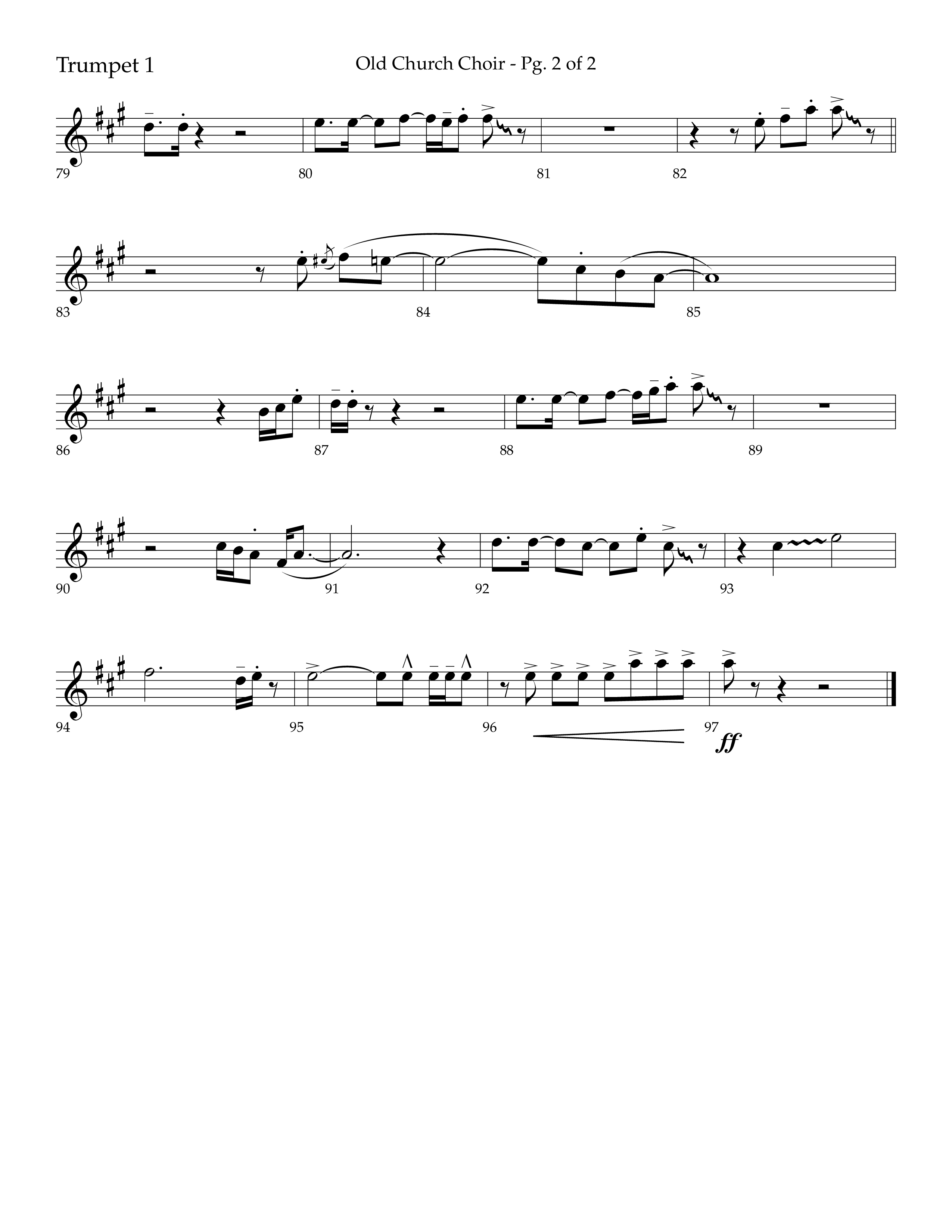Old Church Choir (Choral Anthem SATB) Trumpet 1 (Lifeway Choral / Arr. Ken Barker / Arr. Craig Adams / Arr. Danny Zaloudik)