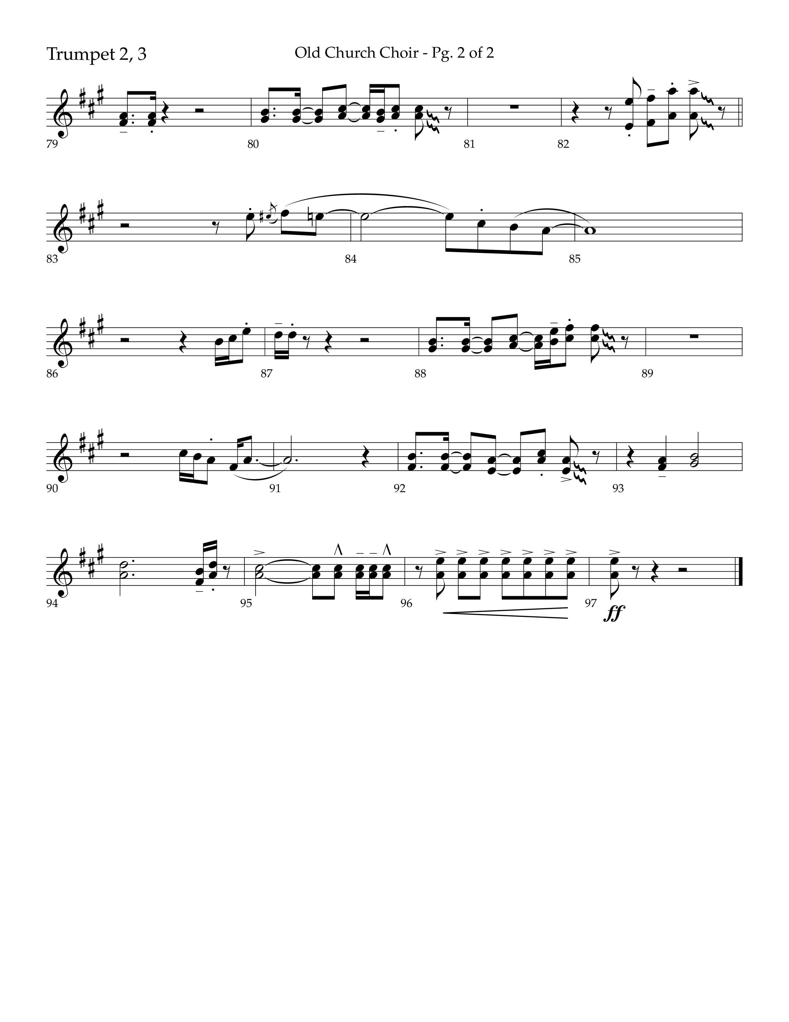 Old Church Choir (Choral Anthem SATB) Trumpet 2/3 (Lifeway Choral / Arr. Ken Barker / Arr. Craig Adams / Arr. Danny Zaloudik)