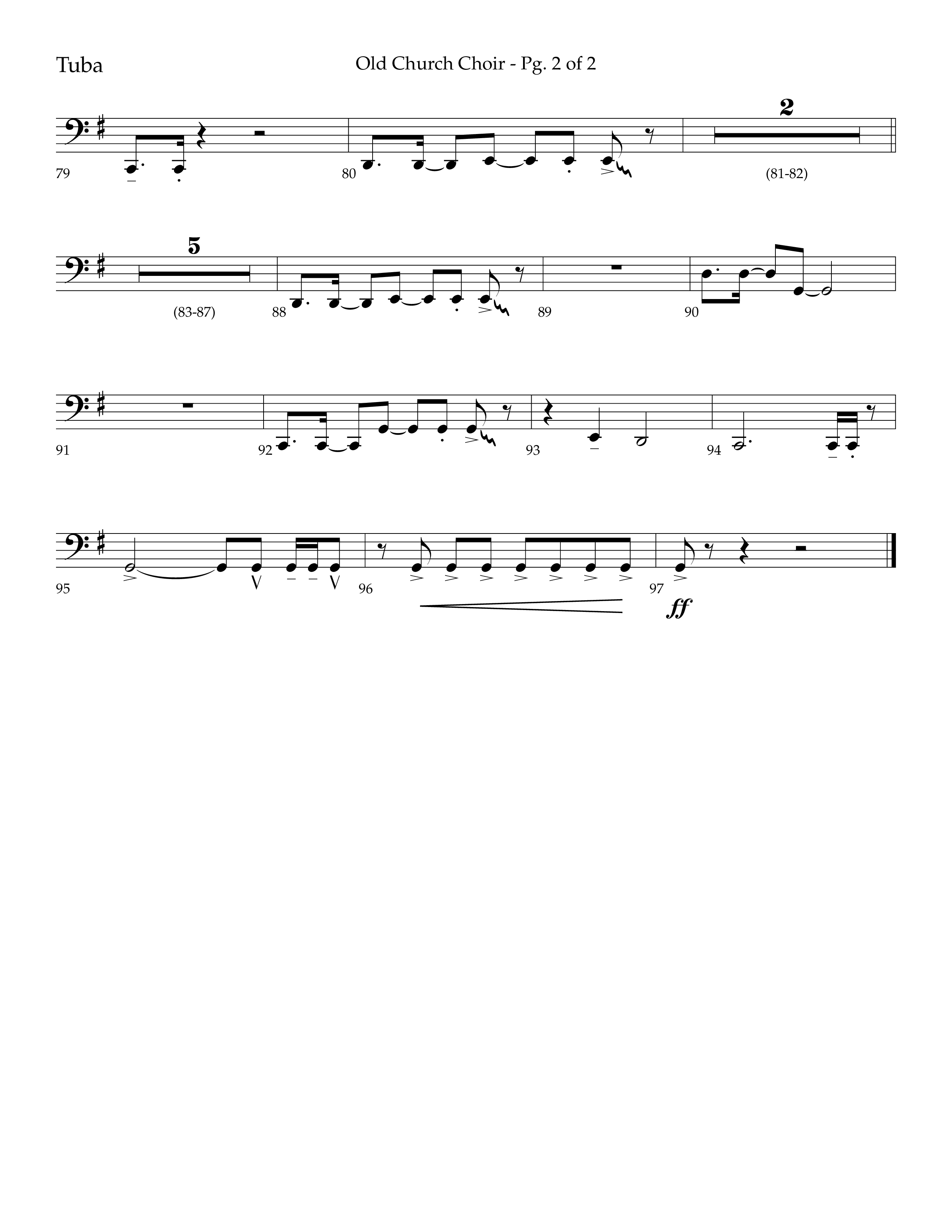 Old Church Choir (Choral Anthem SATB) Tuba (Lifeway Choral / Arr. Ken Barker / Arr. Craig Adams / Arr. Danny Zaloudik)