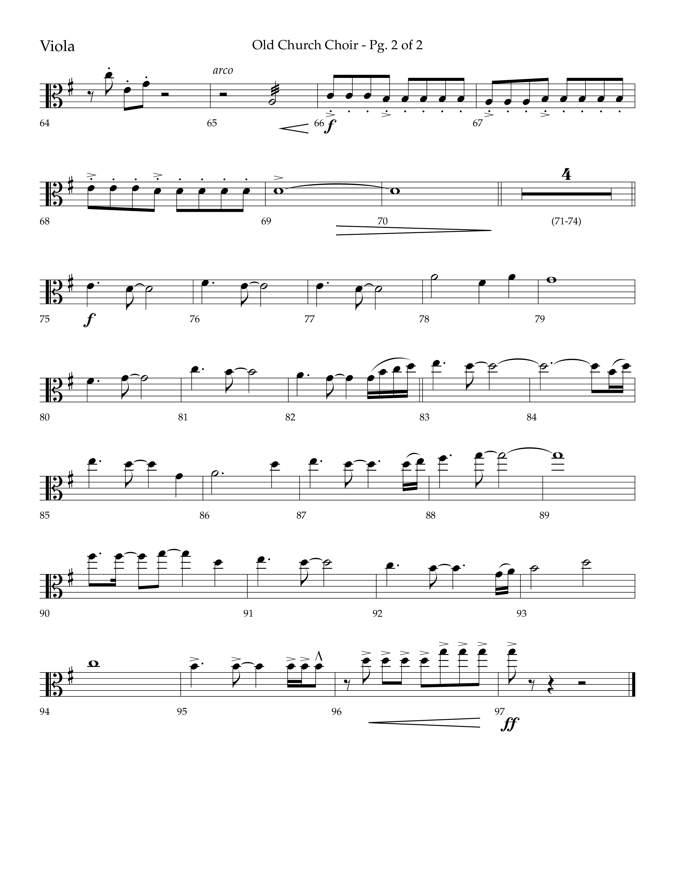 Old Church Choir (Choral Anthem SATB) Viola (Lifeway Choral / Arr. Ken Barker / Arr. Craig Adams / Arr. Danny Zaloudik)