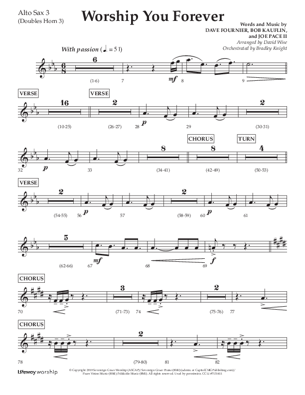Worship You Forever (Choral Anthem SATB) Alto Sax (Lifeway Choral / Arr. David Wise / Orch. Bradley Knight)