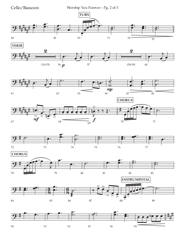 Worship You Forever (Choral Anthem SATB) Cello (Lifeway Choral / Arr. David Wise / Orch. Bradley Knight)