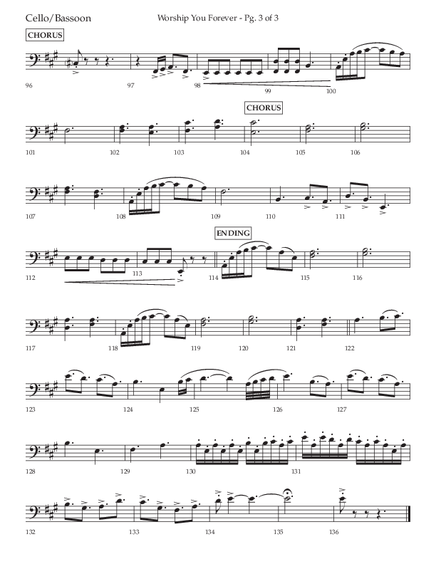 Worship You Forever (Choral Anthem SATB) Cello (Lifeway Choral / Arr. David Wise / Orch. Bradley Knight)