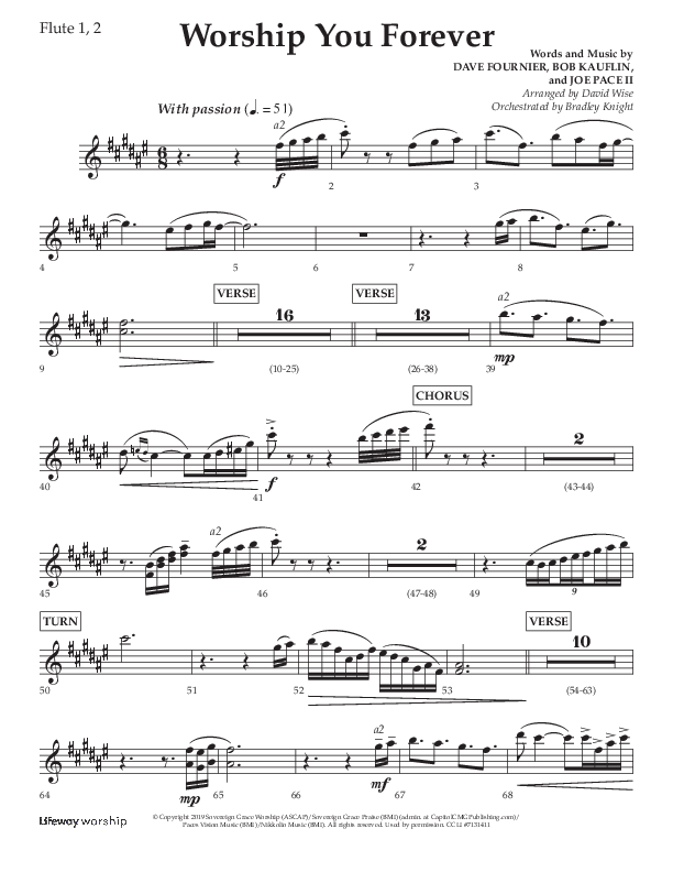 Worship You Forever (Choral Anthem SATB) Flute 1/2 (Lifeway Choral / Arr. David Wise / Orch. Bradley Knight)