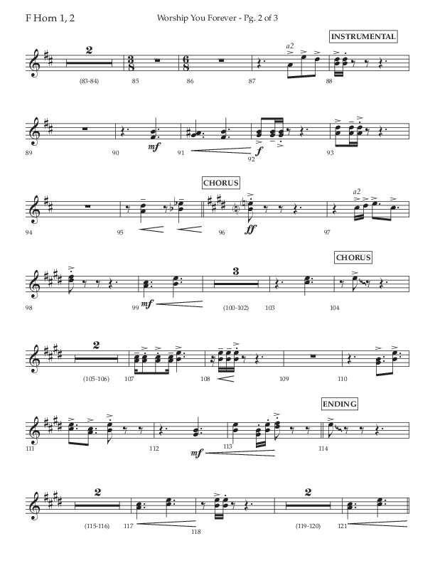 Worship You Forever (Choral Anthem SATB) French Horn 1/2 (Lifeway Choral / Arr. David Wise / Orch. Bradley Knight)