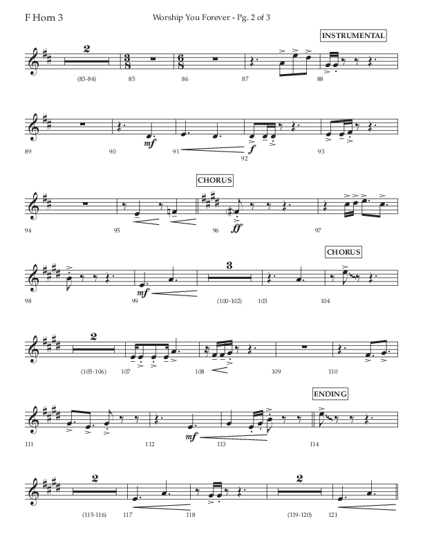 Worship You Forever (Choral Anthem SATB) French Horn 3 (Lifeway Choral / Arr. David Wise / Orch. Bradley Knight)