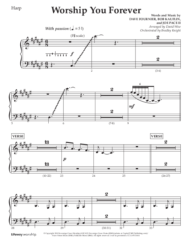 Worship You Forever (Choral Anthem SATB) Harp (Lifeway Choral / Arr. David Wise / Orch. Bradley Knight)