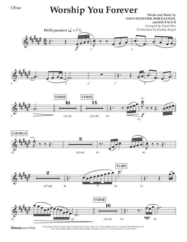 Worship You Forever (Choral Anthem SATB) Oboe (Lifeway Choral / Arr. David Wise / Orch. Bradley Knight)