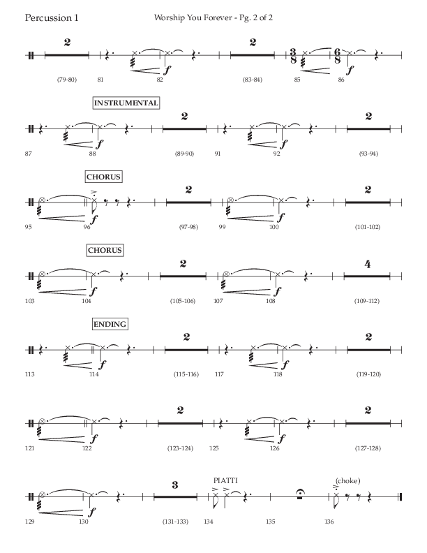 Worship You Forever (Choral Anthem SATB) Percussion 1/2 (Lifeway Choral / Arr. David Wise / Orch. Bradley Knight)