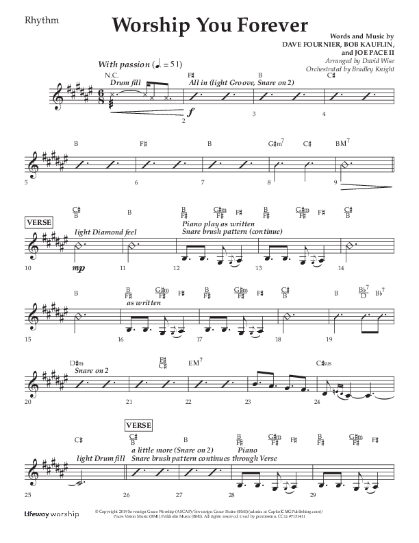 Worship You Forever (Choral Anthem SATB) Lead Melody & Rhythm (Lifeway Choral / Arr. David Wise / Orch. Bradley Knight)