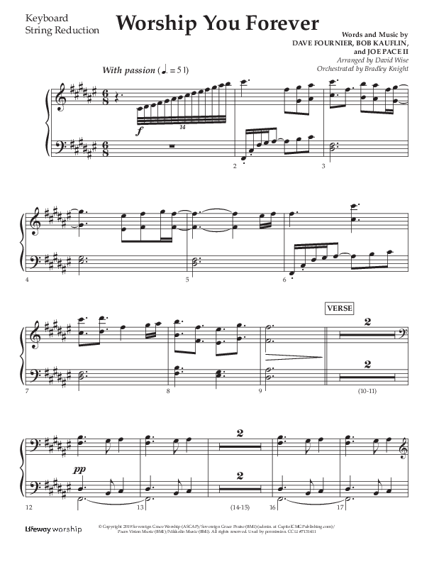 Worship You Forever (Choral Anthem SATB) String Reduction (Lifeway Choral / Arr. David Wise / Orch. Bradley Knight)