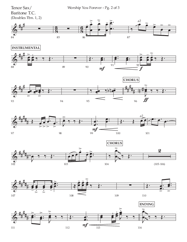 Worship You Forever (Choral Anthem SATB) Tenor Sax/Baritone T.C. (Lifeway Choral / Arr. David Wise / Orch. Bradley Knight)