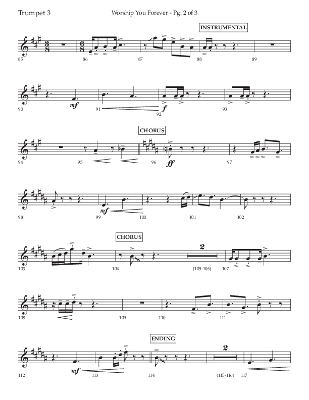 Worship You Forever (Choral Anthem SATB) Trumpet 3 (Lifeway Choral / Arr. David Wise / Orch. Bradley Knight)