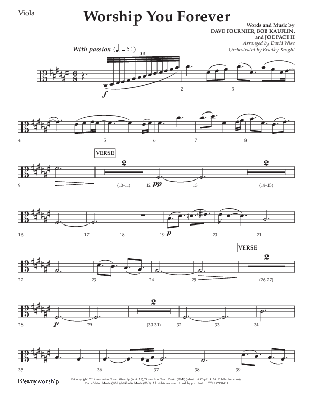 Worship You Forever (Choral Anthem SATB) Viola (Lifeway Choral / Arr. David Wise / Orch. Bradley Knight)