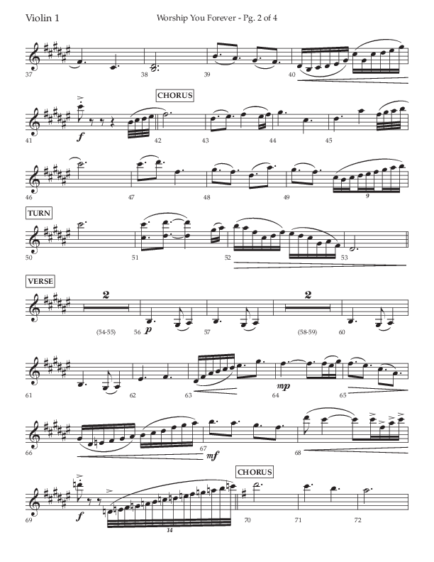 Worship You Forever (Choral Anthem SATB) Violin 1 (Lifeway Choral / Arr. David Wise / Orch. Bradley Knight)