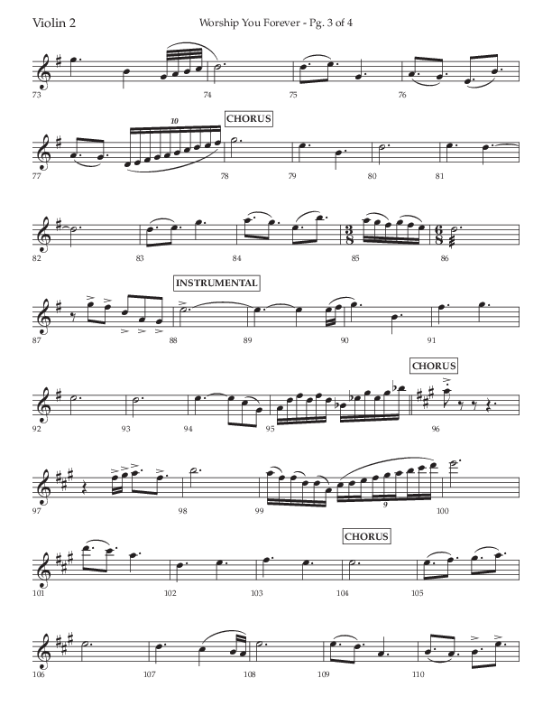 Worship You Forever (Choral Anthem SATB) Violin 2 (Lifeway Choral / Arr. David Wise / Orch. Bradley Knight)