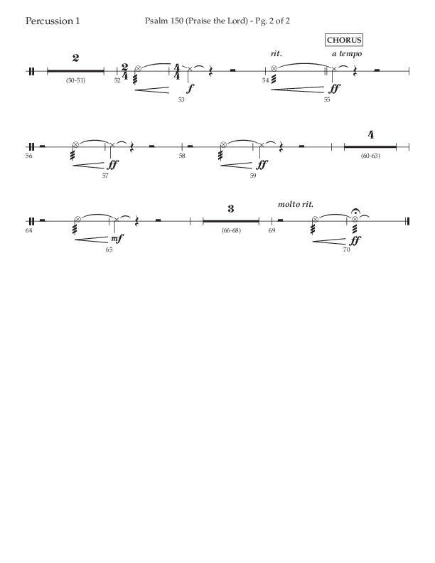 Psalm 150 (Praise The Lord) (Choral Anthem SATB) Percussion 1/2 (Lifeway Choral / Arr. David Wise / Orch. Bradley Knight)
