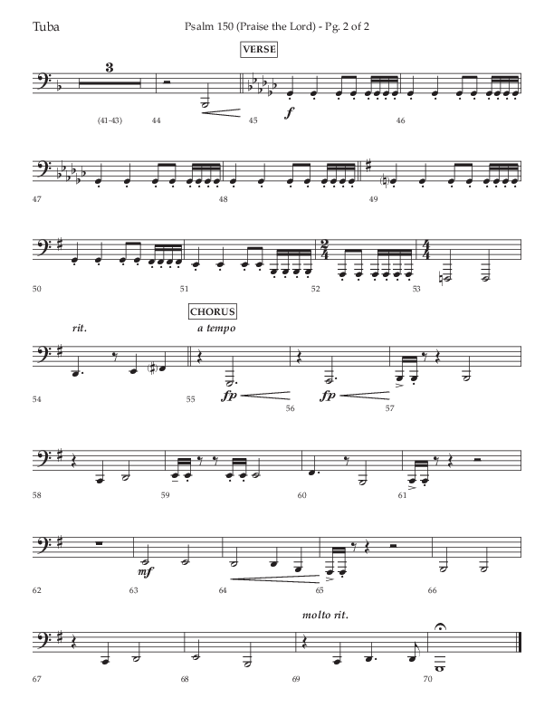 Psalm 150 (Praise The Lord) (Choral Anthem SATB) Tuba (Lifeway Choral / Arr. David Wise / Orch. Bradley Knight)