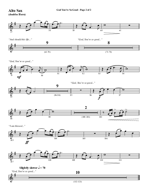 God You're So Good (Choral Anthem SATB) Alto Sax (Word Music Choral / Arr. Jay Rouse)