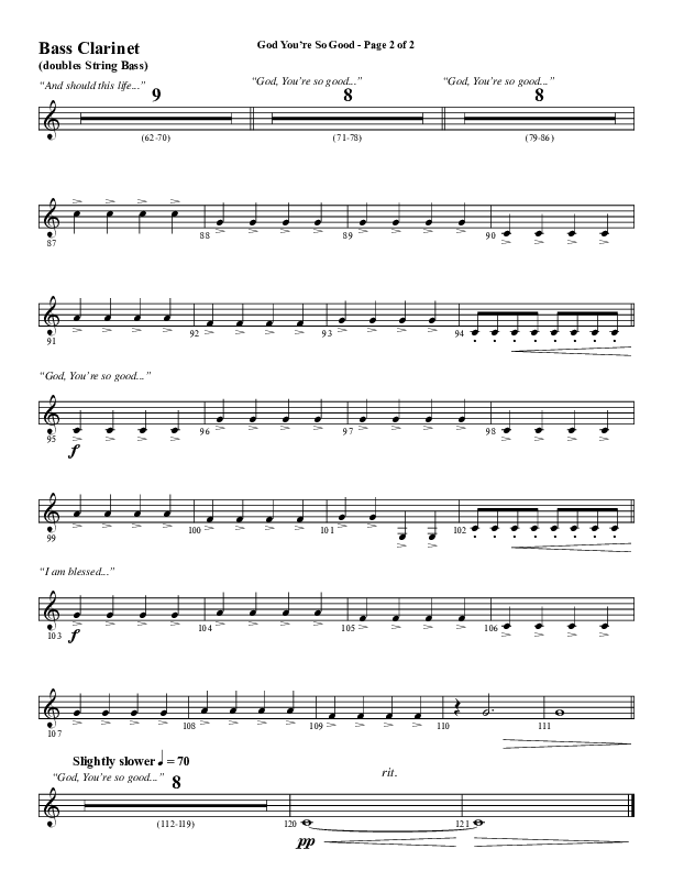 God You're So Good (Choral Anthem SATB) Bass Clarinet (Word Music Choral / Arr. Jay Rouse)