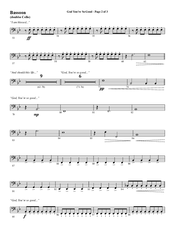 God You're So Good (Choral Anthem SATB) Bassoon (Word Music Choral / Arr. Jay Rouse)