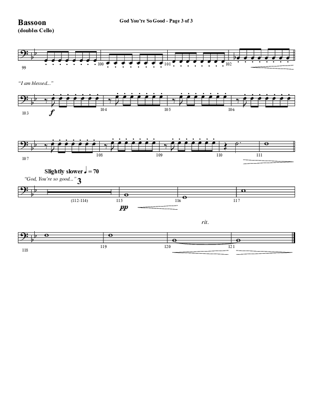 God You're So Good (Choral Anthem SATB) Bassoon (Word Music Choral / Arr. Jay Rouse)