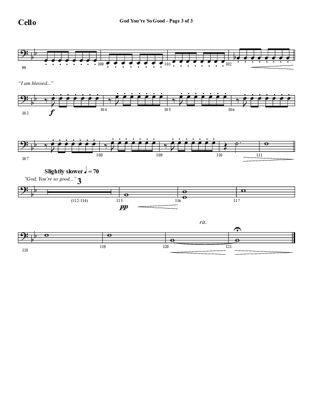 God You're So Good (Choral Anthem SATB) Cello (Word Music Choral / Arr. Jay Rouse)