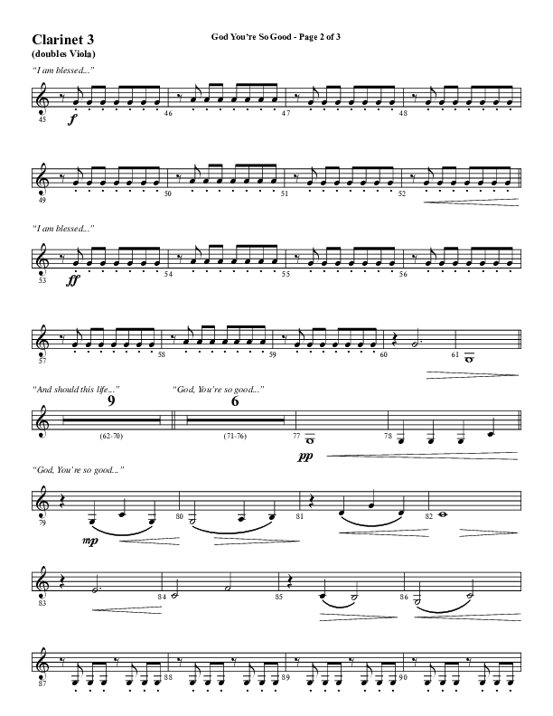 God You're So Good (Choral Anthem SATB) Clarinet 3 (Word Music Choral / Arr. Jay Rouse)