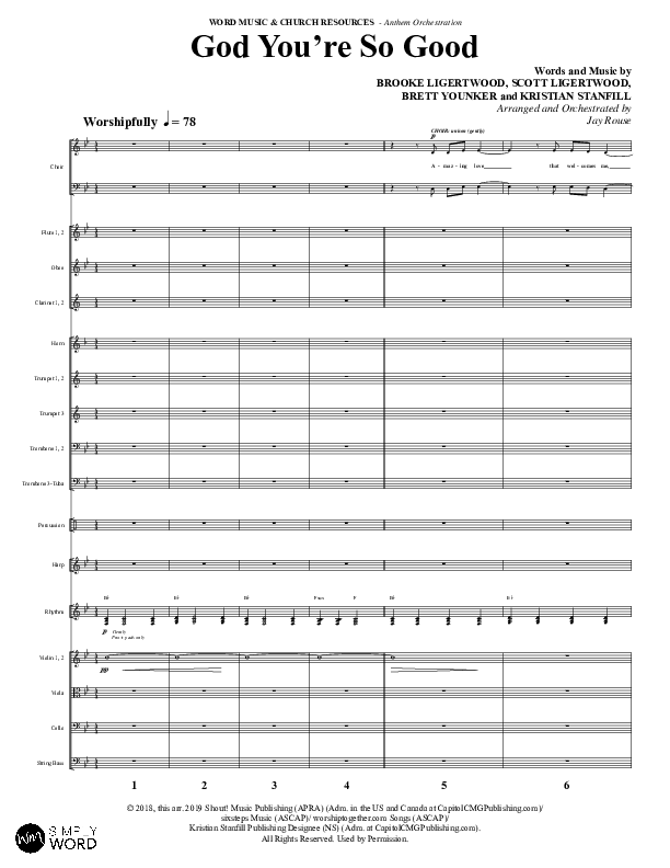 God You're So Good (Choral Anthem SATB) Orchestration (Word Music Choral / Arr. Jay Rouse)